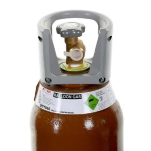 Helium gas cylinder with valve.