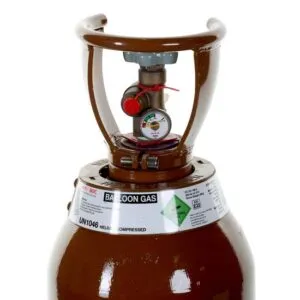 Brown helium gas cylinder for balloons.