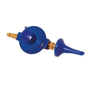Blue gas regulator with nozzle attachment.