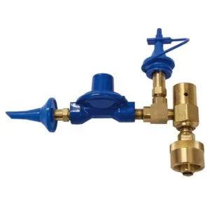 Gas regulator with gauges and valves