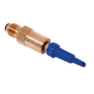 Brass valve with blue plastic handle